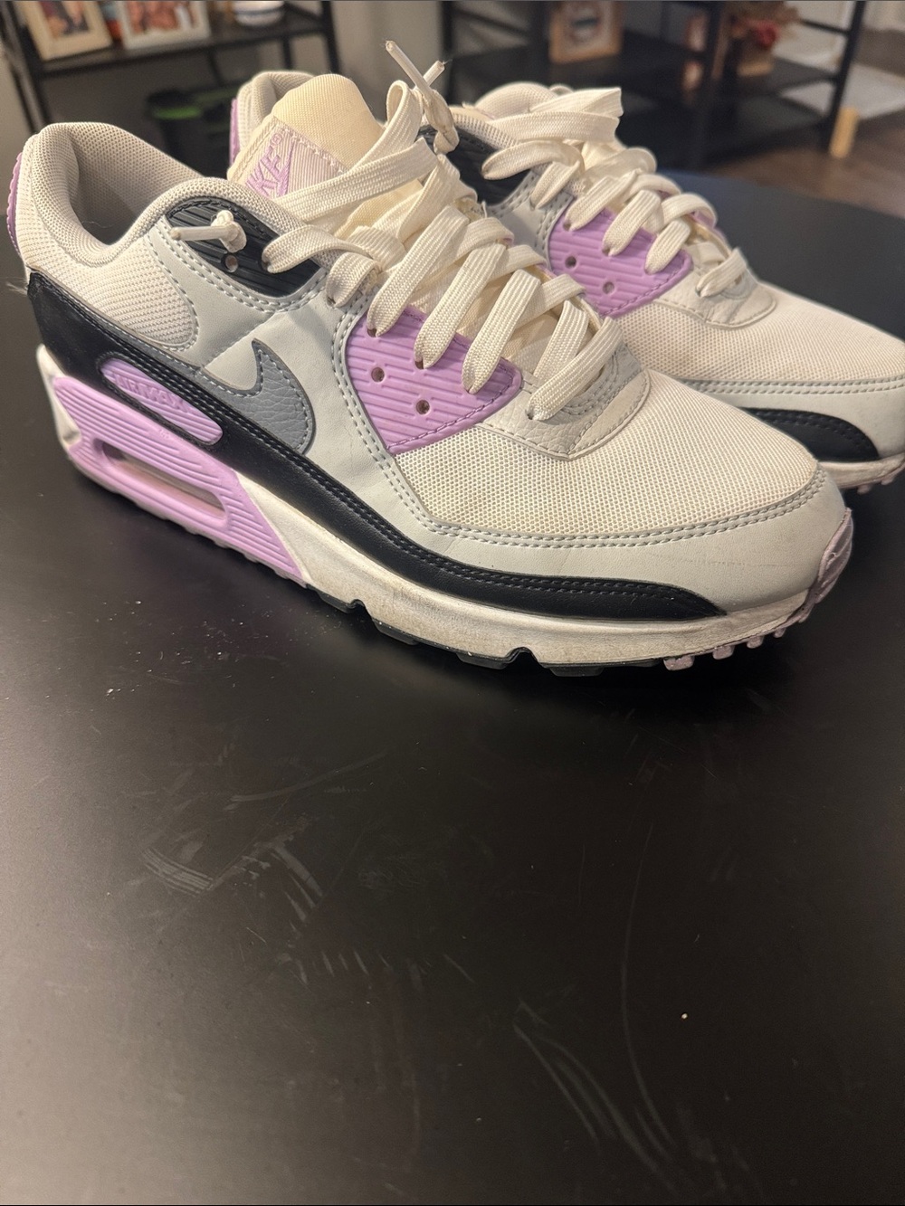 Nike Womenβs Air Max Low Top Sneakers in Lavender, Black & White